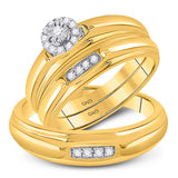 10kt Yellow Gold His Hers Round Diamond Solitaire Matching Wedding Set 1/6 Cttw