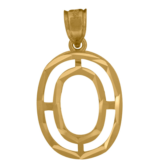 10kt Yellow Gold Unisex Diamond-cut Initial Alphabet O Charm Pendant