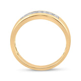 10kt Yellow Gold Womens Round Diamond Single Row Wedding Band 1/10 Cttw