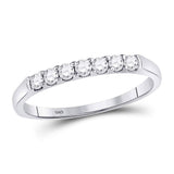 14kt White Gold Womens Round Diamond Single Row Wedding Band 1/4 Cttw