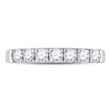 14kt White Gold Womens Round Diamond Single Row Wedding Band 1/2 Cttw