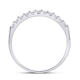 14kt White Gold Womens Round Diamond Single Row Wedding Band 1/4 Cttw