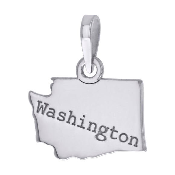 925 Sterling Silver Unisex American States Washington Charm Pendant