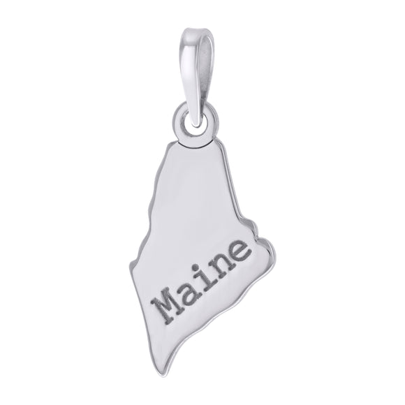 925 Sterling Silver Unisex American States Maine Charm Pendant