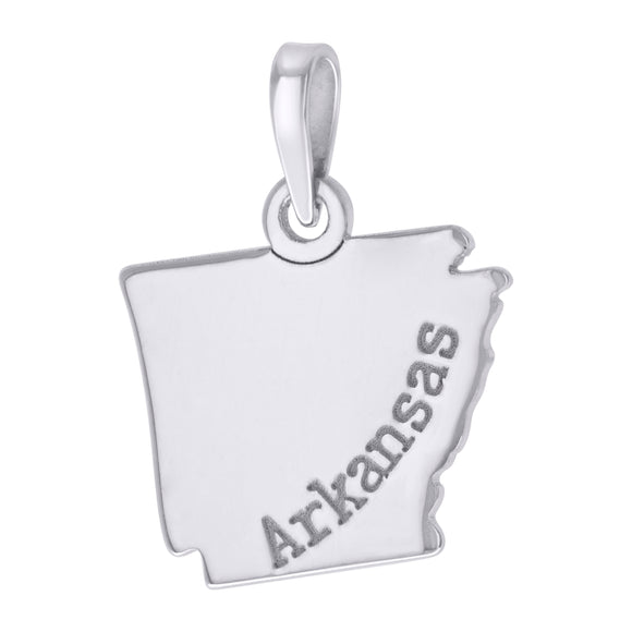 925 Sterling Silver Unisex American States Arkansas Charm Pendant