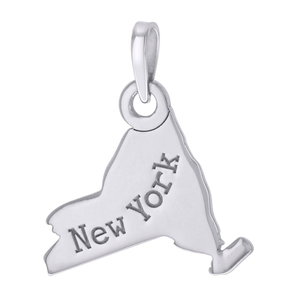 925 Sterling Silver Unisex American States New York Charm Pendant