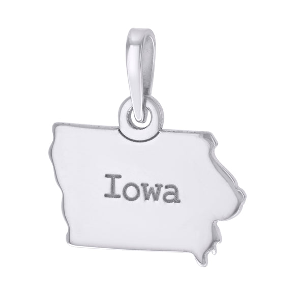 925 Sterling Silver Unisex American States Iowa Charm Pendant