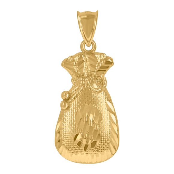 10KT Yellow Gold Mens Moneybag Charm Pendant