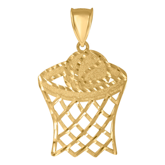 10KT Yellow Gold Mens Basketball Sports Charm Pendant