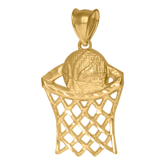 10KT Yellow Gold Mens Basketball Sports Charm Pendant