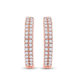 10kt Rose Gold Womens Round Diamond Hoop Earrings 1/5 Cttw