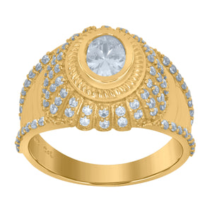 10Kt Yellow Gold Mens Cubic-Zirconia Fashion Cluster Rings