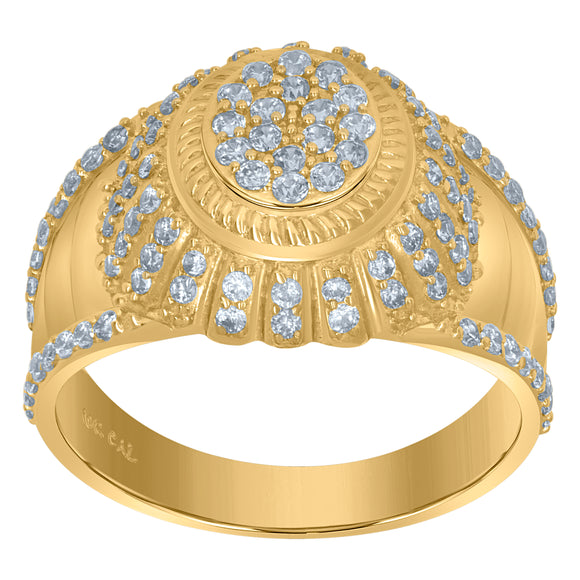 10Kt Yellow Gold Mens Cubic-Zirconia Fashion Cluster Rings