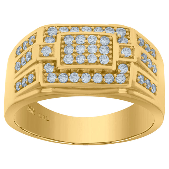 10Kt Yellow Gold Mens Cubic-Zirconia Fashion Cluster Rings