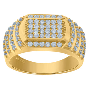 10Kt Yellow Gold Mens Cubic-Zirconia Fashion Cluster Rings