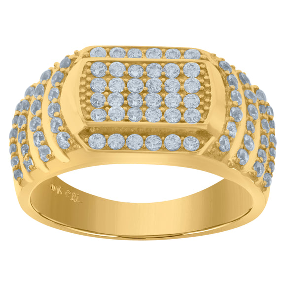 10Kt Yellow Gold Mens Cubic-Zirconia Fashion Cluster Rings