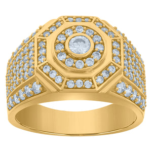 10Kt Yellow Gold Mens Cubic-Zirconia Fashion Cluster Rings