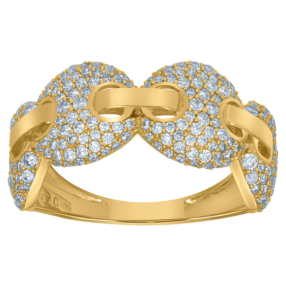 10Kt Yellow Gold Unisex Cubic-Zirconia Mariner Link  Fashion Rings