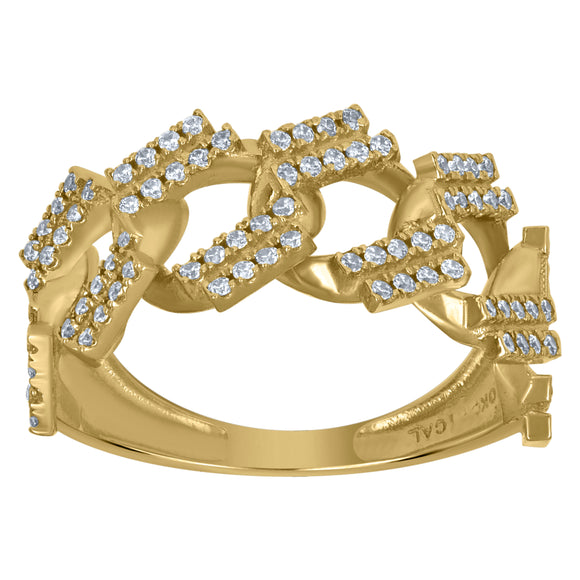 10Kt Yellow Gold Mens Cubic-Zirconia Cuban Link Fashion Rings