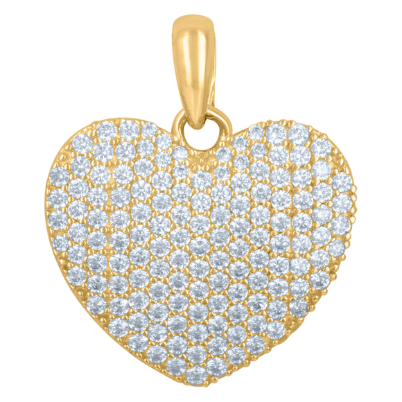10kt Yellow Gold Womens Cubic Zirconia Heart Charm Pendant