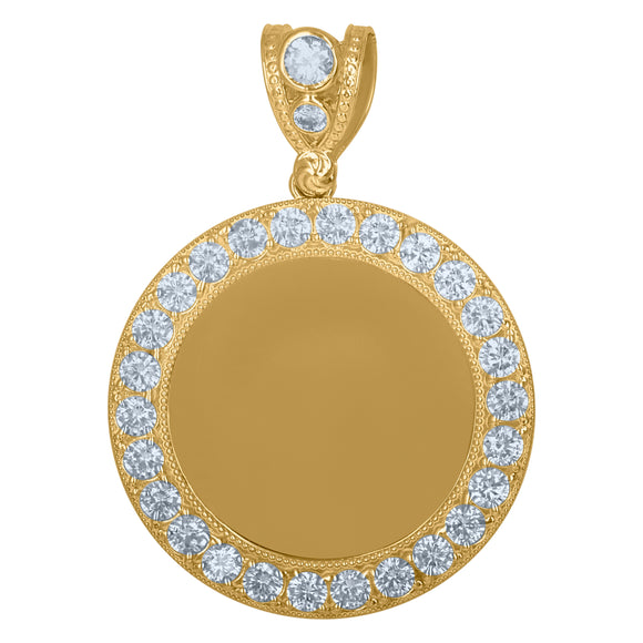 10kt Yellow Gold Mens Cubic Zirconia Medallion Fashion Charm Pendant