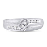 10kt White Gold Mens Round Diamond Band Ring 1/3 Cttw