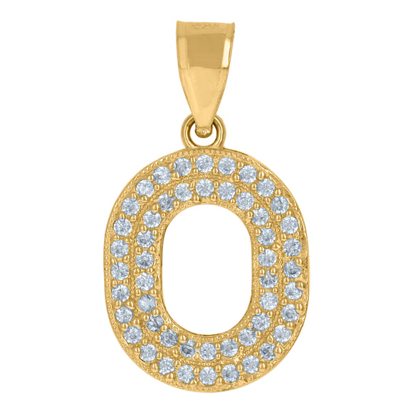 10kt Yellow Gold Womens Cubic Zirconia O Alphabet Initial Charm Pendant