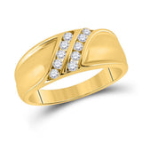 10kt Yellow Gold Mens Round Diamond Wedding Band Ring 1/3 Cttw