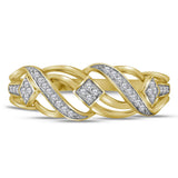 10kt Yellow Gold Womens Round Diamond Crossover Open Band Ring 1/10 Cttw