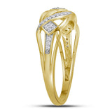 10kt Yellow Gold Womens Round Diamond Crossover Open Band Ring 1/10 Cttw
