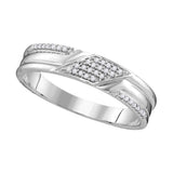 10kt White Gold His Hers Round Diamond Square Matching Wedding Set 1/3 Cttw