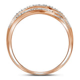 10kt Rose Gold Womens Round Diamond Freeform Fashion Ring 1/10 Cttw