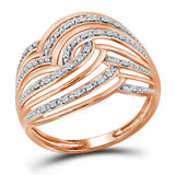10kt Rose Gold Womens Round Diamond Freeform Fashion Ring 1/10 Cttw
