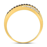 10kt Yellow Gold Womens Round Brown Diamond Crossover Band Ring 1/4 Cttw Size 10