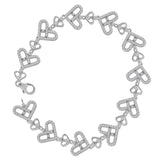 10kt White Gold Womens Round Diamond Link Heart Bracelet 1 Cttw
