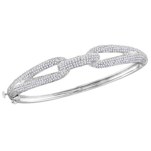 10kt White Gold Womens Round Diamond Loop Bangle Bracelet 2-3/8 Cttw