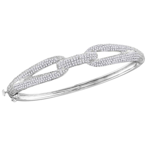 10kt White Gold Womens Round Diamond Loop Bangle Bracelet 2-3/8 Cttw