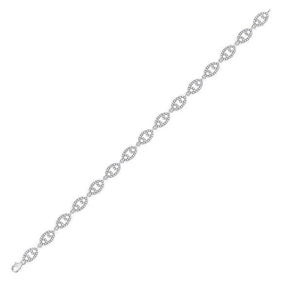 10kt White Gold Womens Round Diamond Fashion Bracelet 1 Cttw