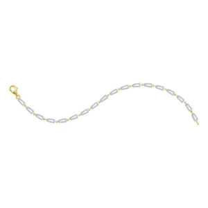 10kt Yellow Gold Womens Round Diamond Geometric Link Bracelet 3/4 Cttw