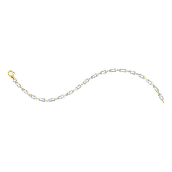 10kt Yellow Gold Womens Round Diamond Geometric Link Bracelet 3/4 Cttw