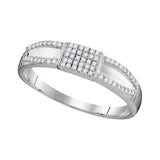 10kt White Gold His Hers Round Diamond Cluster Matching Wedding Set 1/2 Cttw