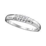 10kt White Gold His Hers Round Diamond Cross Matching Wedding Set 1/4 Cttw