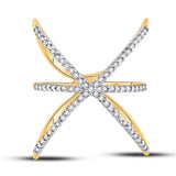 10kt Yellow Gold Womens Round Diamond Negative Space Fashion Ring 1/3 Cttw
