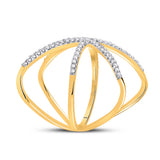 10kt Yellow Gold Womens Round Diamond Negative Space Fashion Ring 1/3 Cttw