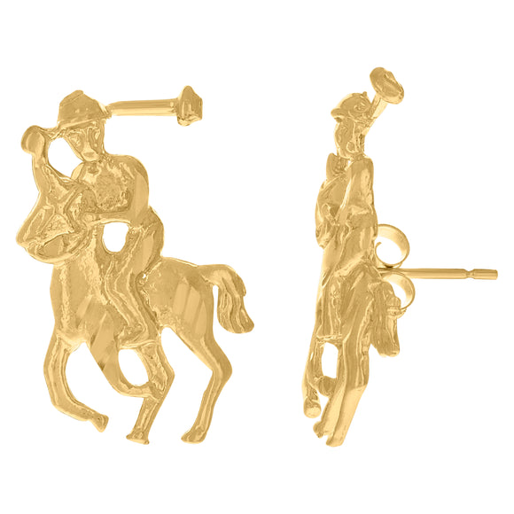 10Kt Yellow Gold Mens Sports Polo Stud Earrings
