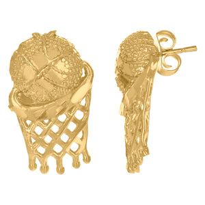 10Kt Yellow Gold Mens Sports Basketball Stud Earrings