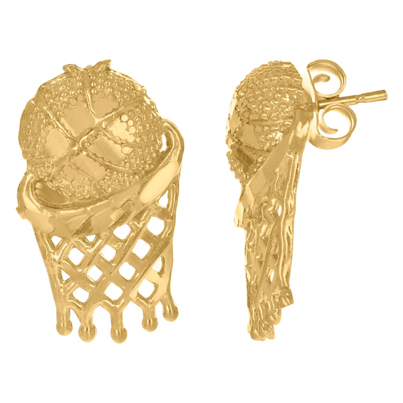 10Kt Yellow Gold Mens Sports Basketball Stud Earrings