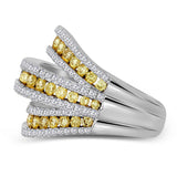 14kt White Gold Womens Round Yellow Diamond Stripe Band Ring 2-5/8 Cttw