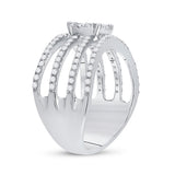 10kt White Gold Womens Round Diamond Four Row Flower Cluster Ring 1 Cttw