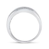 10kt White Gold Mens Round Diamond Band Ring 1/6 Cttw